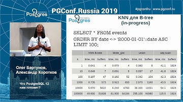PGConfRu2019 Олег Бартунов, Александр Коротков - «Что PostgreSQL 12 нам готовит?»