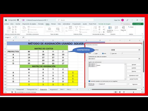 Metodo Asignacion con Solver de Excel