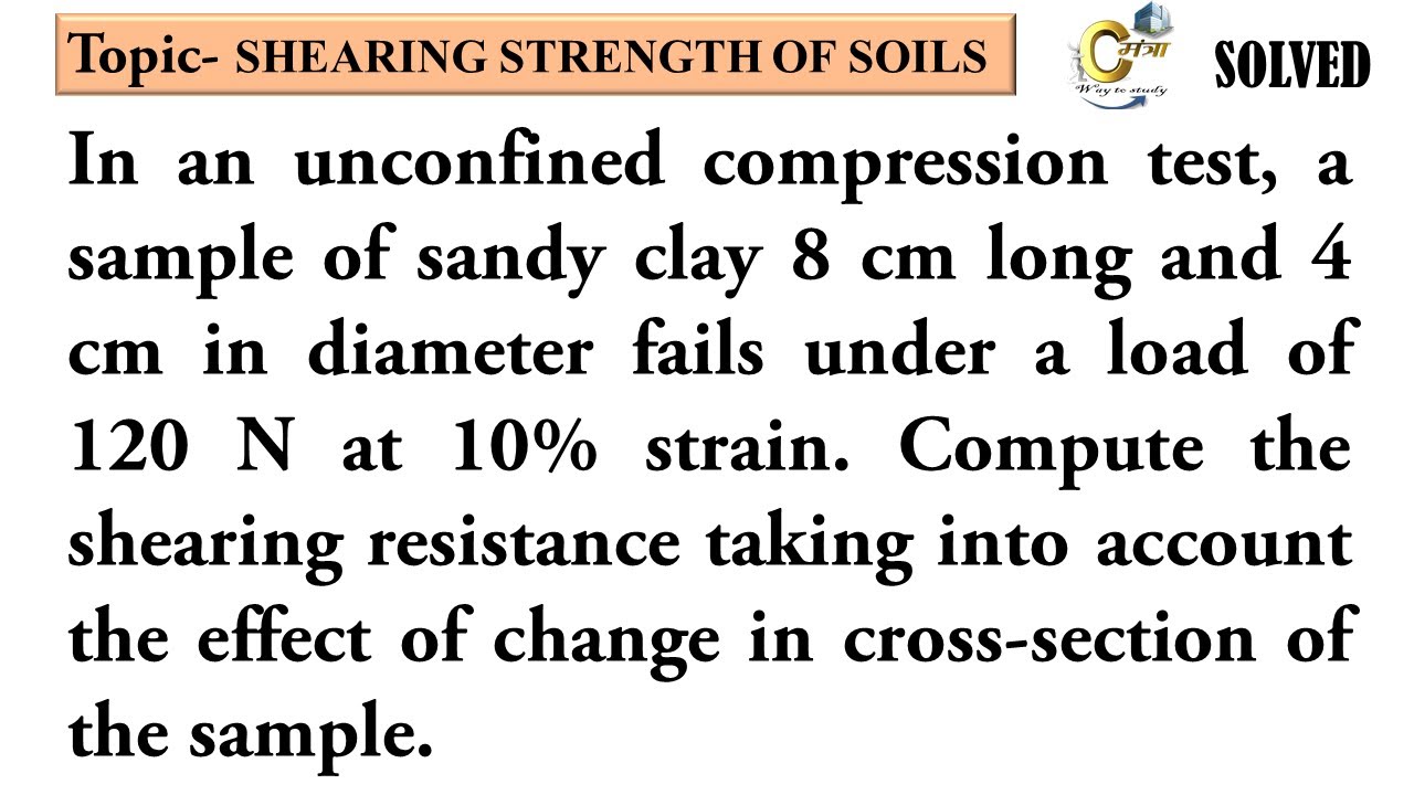 In An Unconfined Compression Test A Sample Of Sandy Clay 8 Cm Long And In An Unconfined Compression Test A Sample Of Sandy Clay 8 Cm Long And