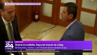 Momentul în care Dan Vîlceanu îl mușcă de nas pe Florin Roman, surprins de camerele din Parlament