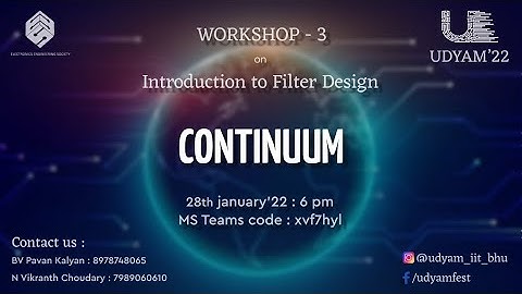 Introduction to Filter design || Workshop - 3