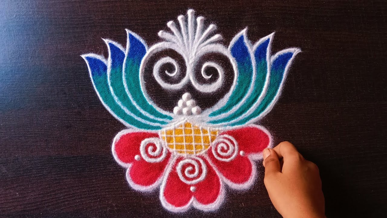 daily use rangoli || rangoli || rangoli design || freehand rangoli ...