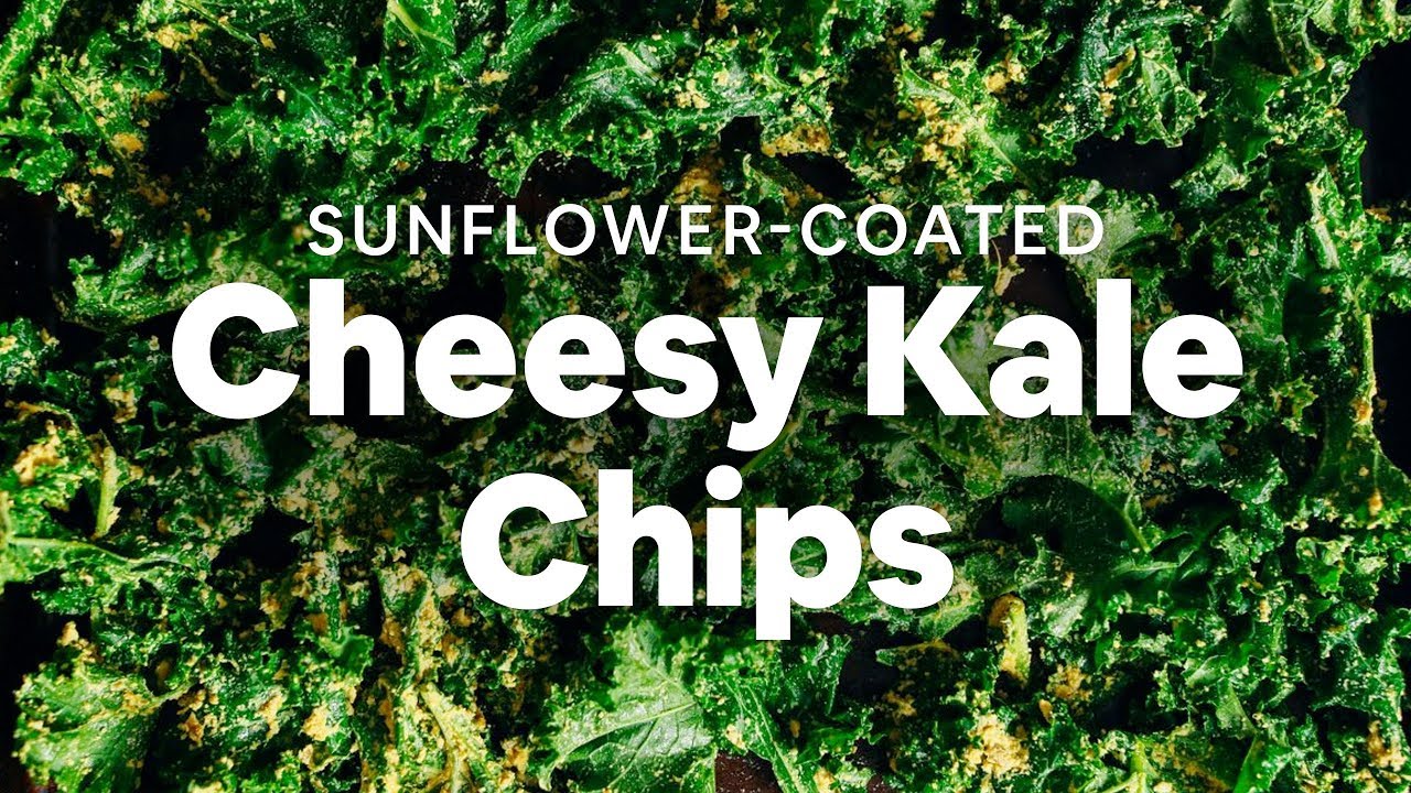 SunflowerCoated Cheesy Kale Chips Minimalist Baker Recipes YouTube