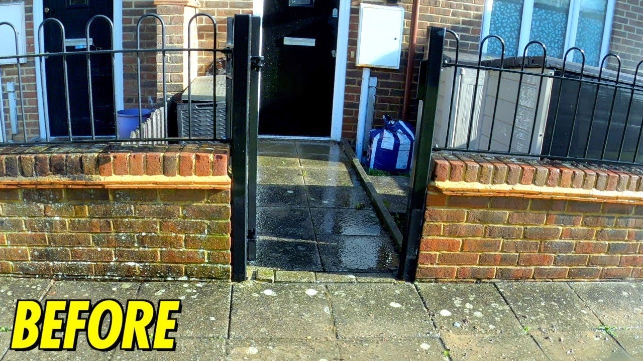 Pressure washing INSANELY filthy FRONT YARD PATIO / WALL for homeowner (Chris's Dad) lol ASMR PART 2
