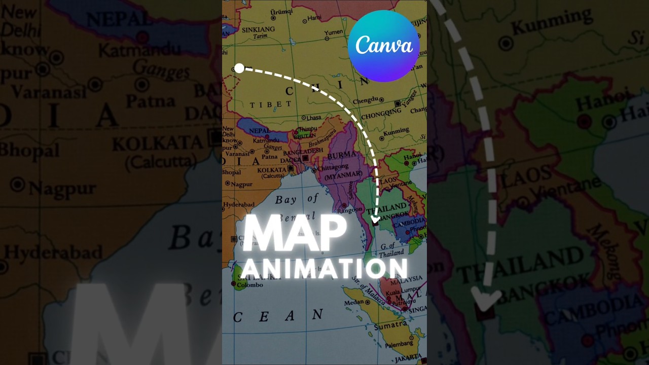 ⁣Easy Map Animation in Canva #canva #videoediting