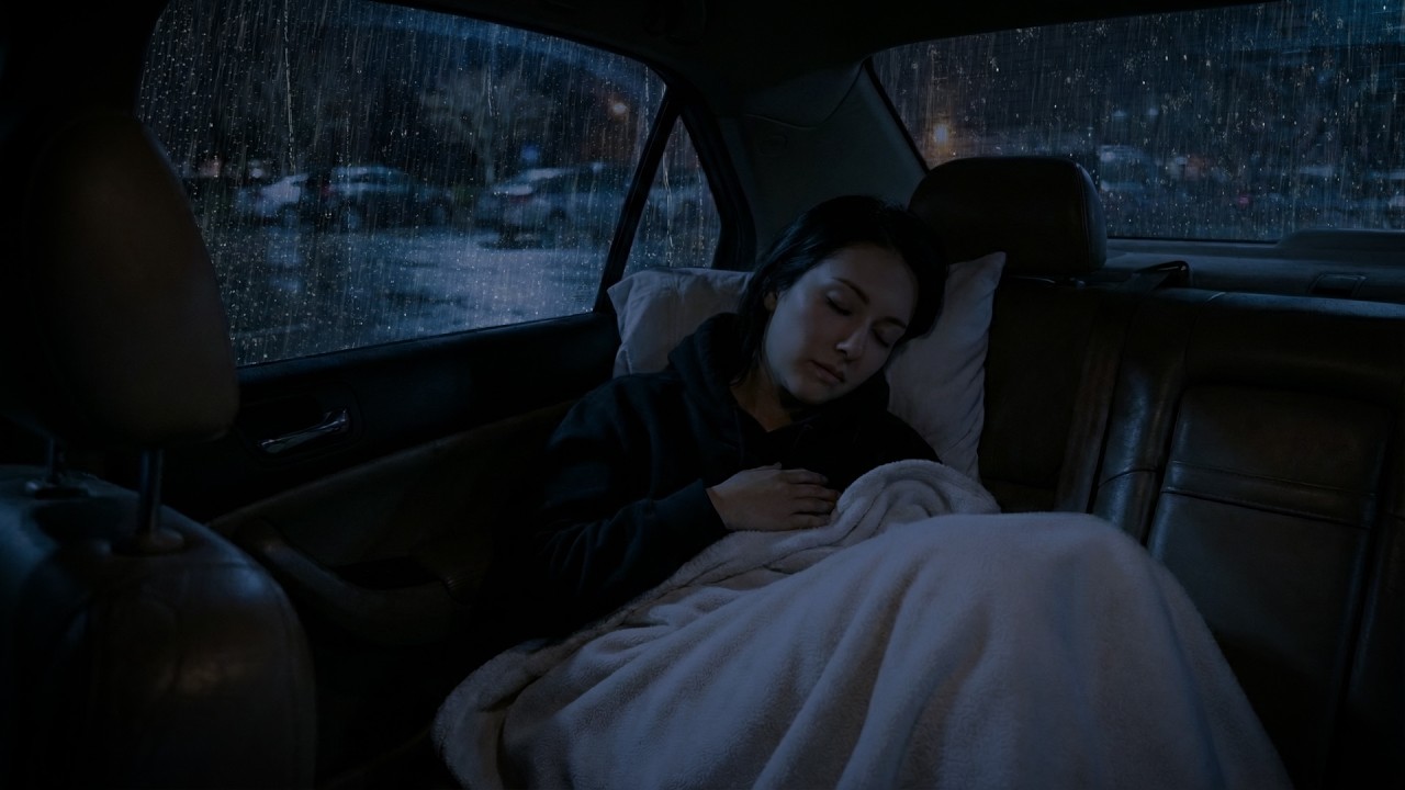 Night Storm in the Car | Heavy Rain, Intense Lightning, Calm Interior | Rain for Sleep