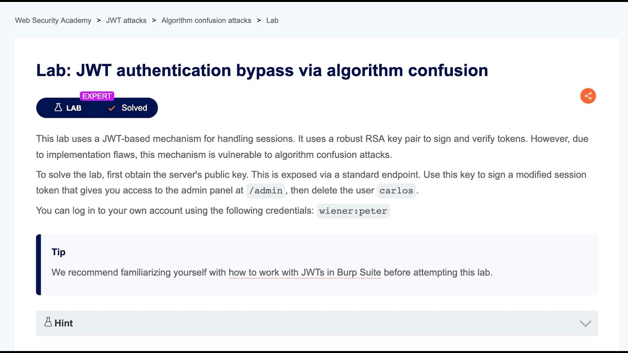 Type Confusion Attack Jit Javascript JWT Algorithm Confusion Attack | Solve using JWTAuditor (PortSwigger ...