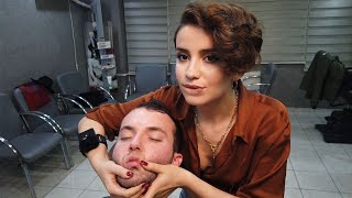 💈ASMR FOAMY FACE & HEAD WASH w/ SOFT MASSAGE | LADY BARBER MARY