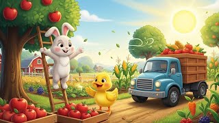 Der Ernteerfolg von Ente und Kaninchen mit ihren saftigen, reifen Früchten.