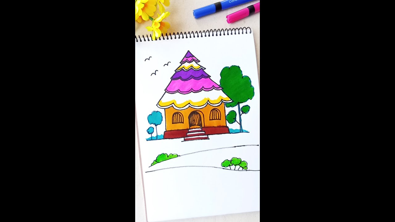 Beautiful house drawing easy for beginners | How to draw a beautiful ...