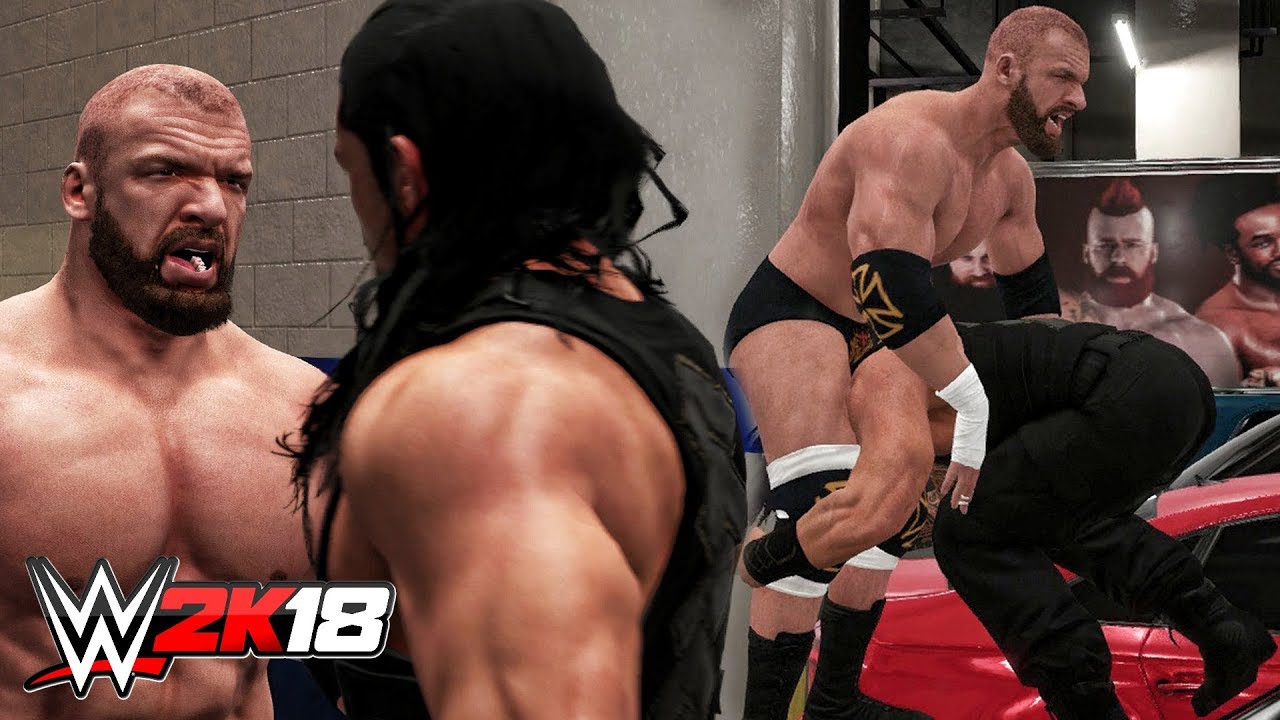 WWE 2K18 Backstage Brawl - Triple H vs Roman Reigns, AJ Styles vs Baron Corbin & Shane vs Owens