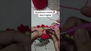 Rosinha em crochê fácil e rápida 🌹 #crochet #crochê #crochemoderno #sousplatemcroche #handmade