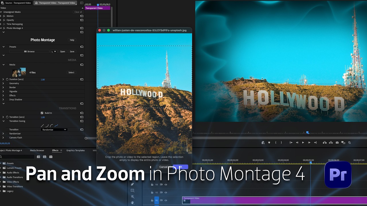 Photo Montage 4 Pan and Zoom in Premiere