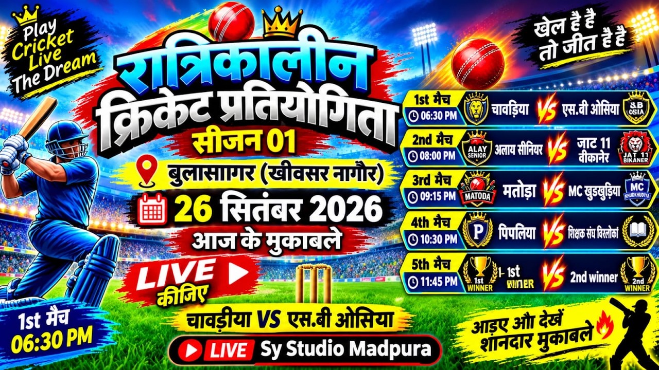 पीपलिया vs tr बिलोका रात्रिकालीन  क्रिकेट प्रतियोगिता बुलासागर सीजन 1 Bulasagar Premier league