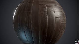 Old herringbone parquet - PBR textures - Turntable sphere