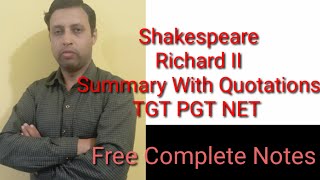 @Shakespeare Play Richard II Summary With Quotations