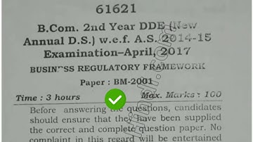 2017 Mdu BCom DDe 2nd year Business regulatory Framwork Question Paper