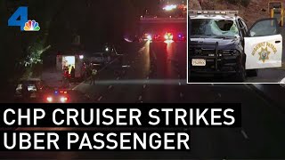 CHP Cruiser Strikes Passenger Who Got Out of Uber Ride on Freeway | NBCLA