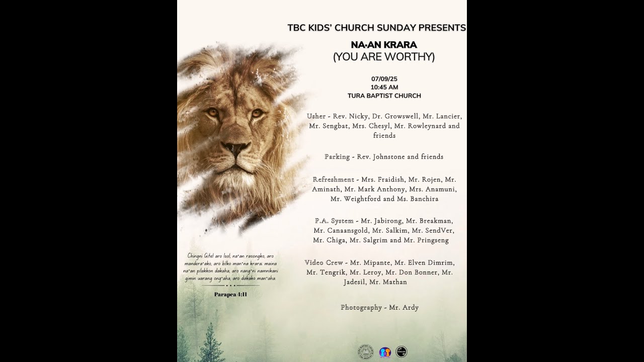 07.09.2025 | Kids Church Sunday | Tura Baptist Church