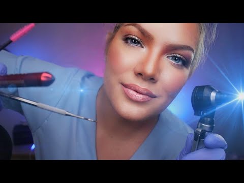 ASMR Thorough Ear Exam & Ear Cleaning, Lots of Otoscope Inspection, Ear Touching, Binaural Tingles