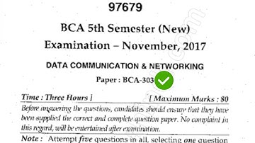 [2017] BCA 5th Sem Data Communication and networking Question Paper Mdu #MduQuestionPaper