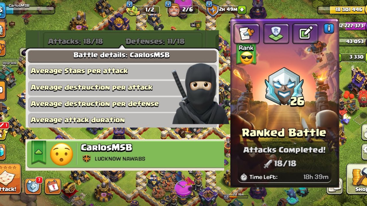 Ranked League 26 - TH16 - 18/18 Attacks - Enough to promote?