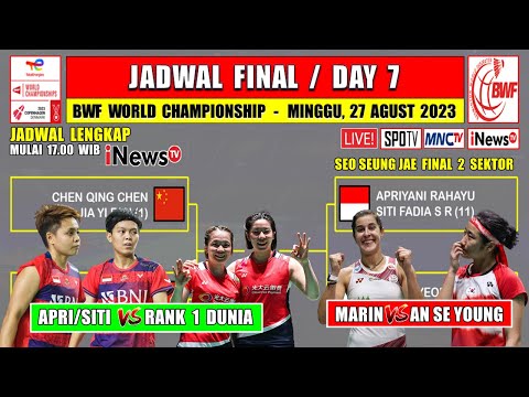 Jadwal Final BWF World Championship 2023 Hari Ini Live INEWS TV ~ APRI/SITI vs RANK 1 DUNIA