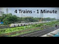 4 local trains in 1 minute  spectacular location for train spotting