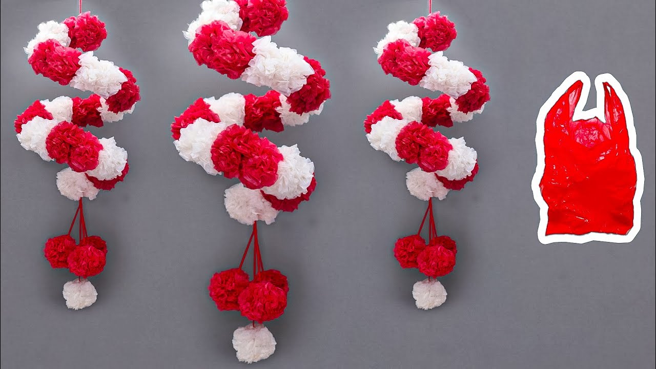 hiasan DEKORASI 17 agustus dari plastik kresek yang UNIK