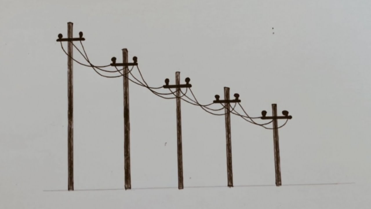 How to draw and color Electric pole and learn Inventor of Electricity ...
