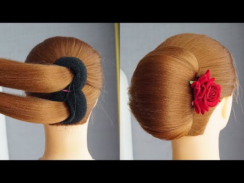 french-roll-hairstyle-with-donut-|-french-roll-hairstyle-with-bun-|-new-french-bun-hairstyle