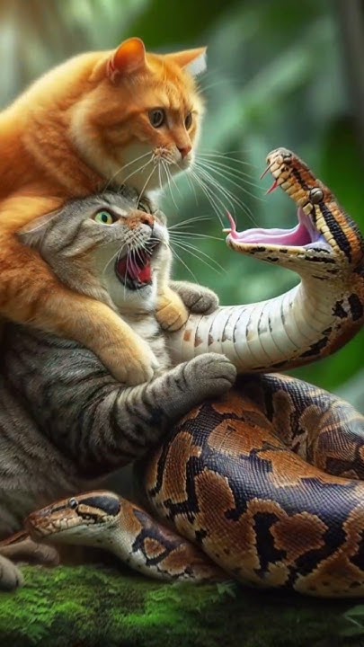 Kucing vs ular pyton #shorts #kucing #cute #python #catlover - YouTube