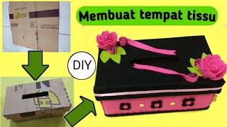 Membuat tempat tisu dari kardus bekas dan menghias dengan kain flanel