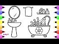 How to Draw Bathroom and Cute Coloring Pages