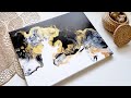 BLACK AND WHITE WITH GOLD DUTCH POUR PAINTING/ Fluid Art/ Acrylic Pouring/ Amazing Result