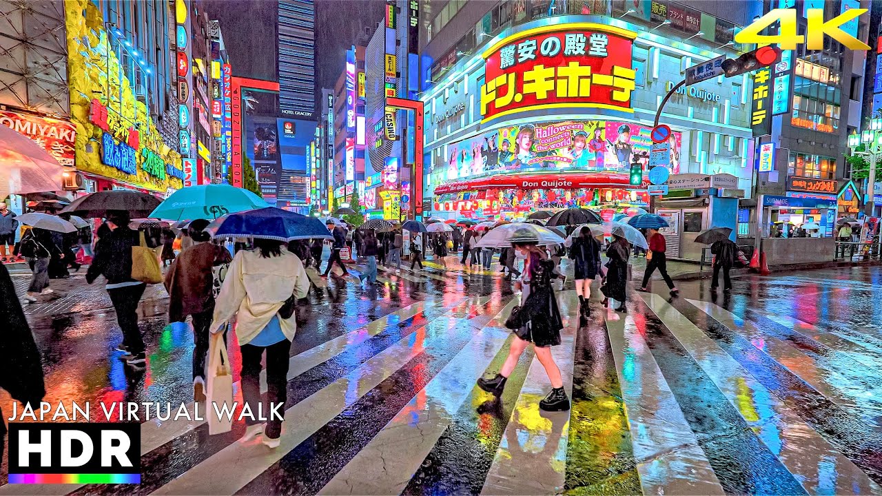 Tokyo Japan - Rainy Night Walk in Shinjuku | Autumn 2024 • 4K HDR