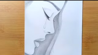 رسومات بنات//تعليم رسم بنت حزينه للمبتدئين بالقلم الرصاص خطوه بخطوه