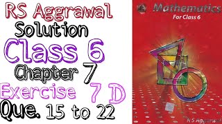 Rs aggrawal solution class 6 Chapter 7 Exercise 7D Question 15,16,17,18,19,20,21,22 | MD Sir screenshot 2