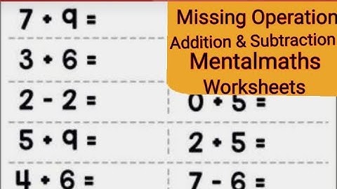 Missing Operation Mental Maths Worksheets for UKG, Grade-1 & Grade-2