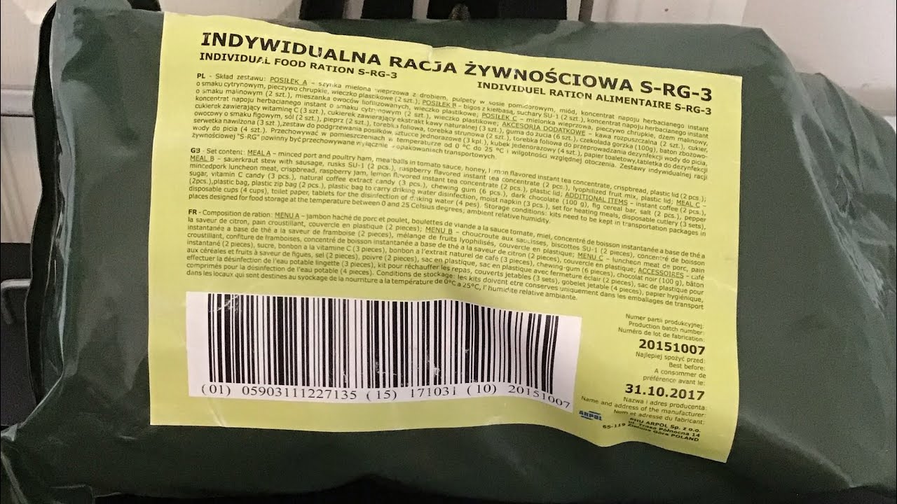 Polish S-RG Menu 3 [24 Hour Ration] Taste Review - YouTube
