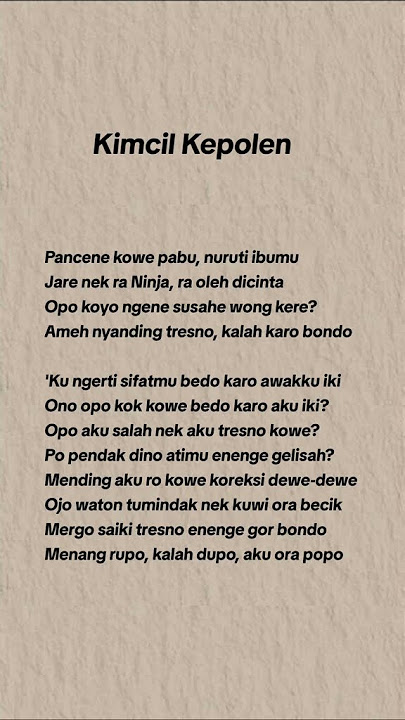 Lirik lagu kimcil kepolen