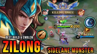 100% Killing Spree! Zilong Sidelane Monster Best Build & Emblem - Mobile Legends