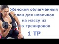 Женский облегчённый план для новичков на массу из 4-х тренировок (1 тр)