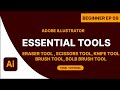 Adobe Illustrator Beginner Series 09 | Eraser, Scissor, Knife, Brush & Blob Tool Explained in Tamil