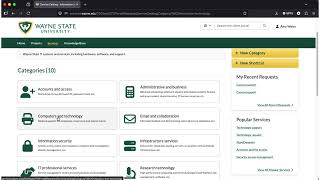 Wayne State Service Portal service catalog