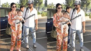 Katrina Kaif Vicky Kaushal  Son Vihaan Kaushal First Appearance At Airport Travelling After 4 Month