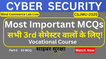 Cyber Security Important MCQ | साइबर सुरक्षा के महत्वपूर्ण प्रश्न | Vocational Course | CSJMU