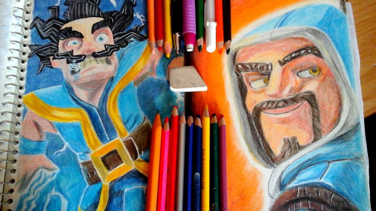 Dibujando al mago de fuego y Eléctrico Clash Royale/ Drawing of fire ...