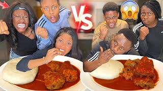 ONE MINUTE RELAY SPEED EATING CHALLENGE ft PEPPER SOUP with FISH | The queens family