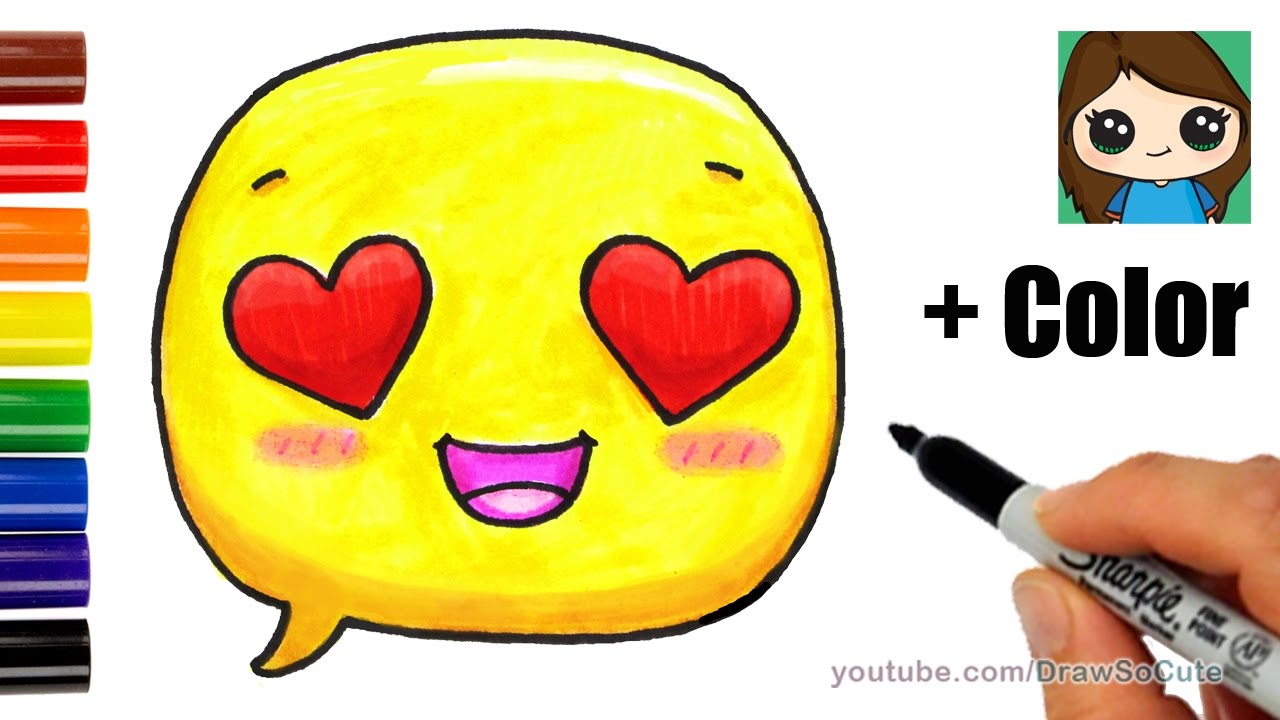 How to Draw a Love Emoji Easy with Coloring - YouTube